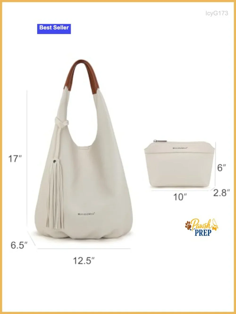 Women's Faux Leather Hobo Bag 2PCS with Tassels Slouchy Shoulder Handbag and